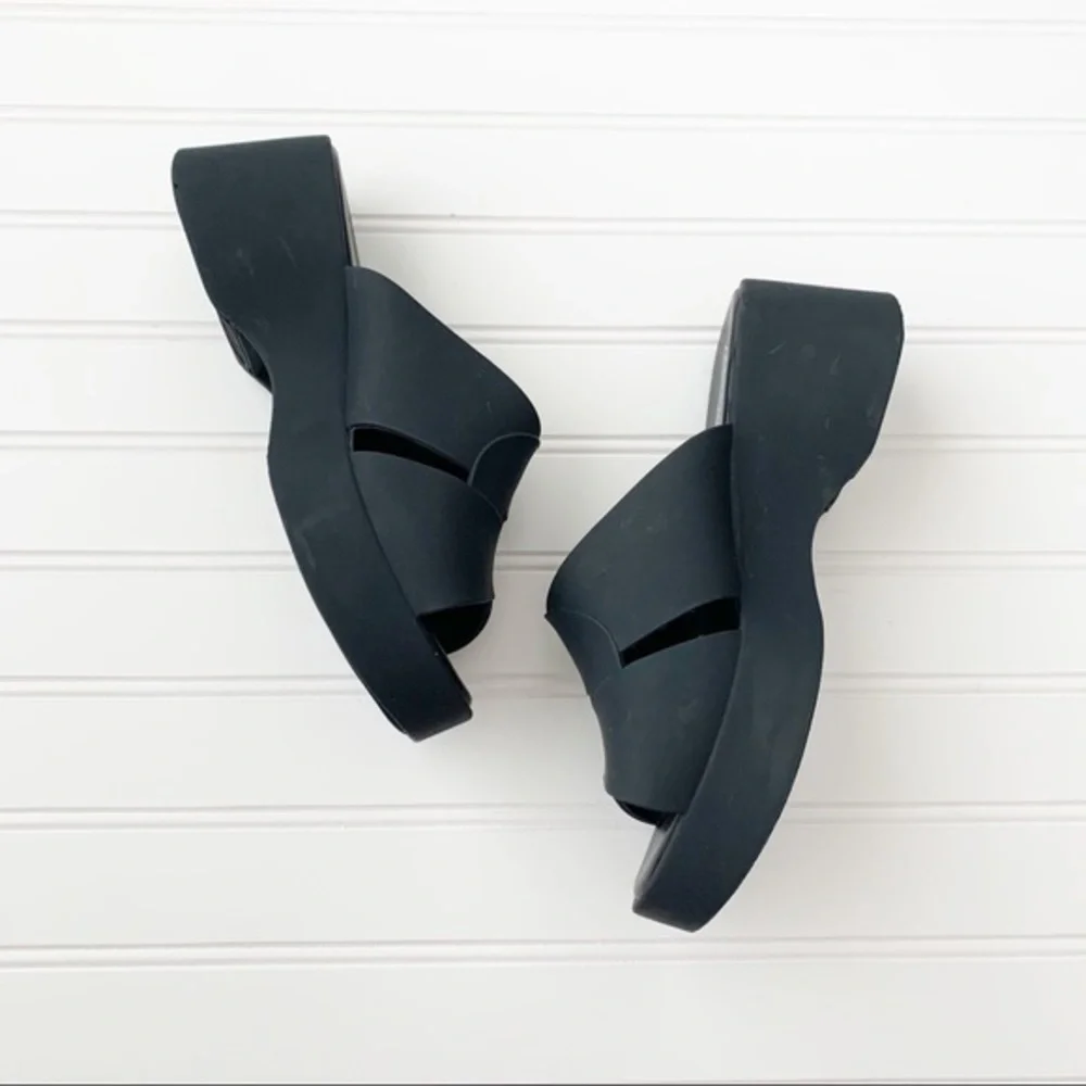 Jeffrey Campbell Womens 8 Jelly Slide Black Platforms